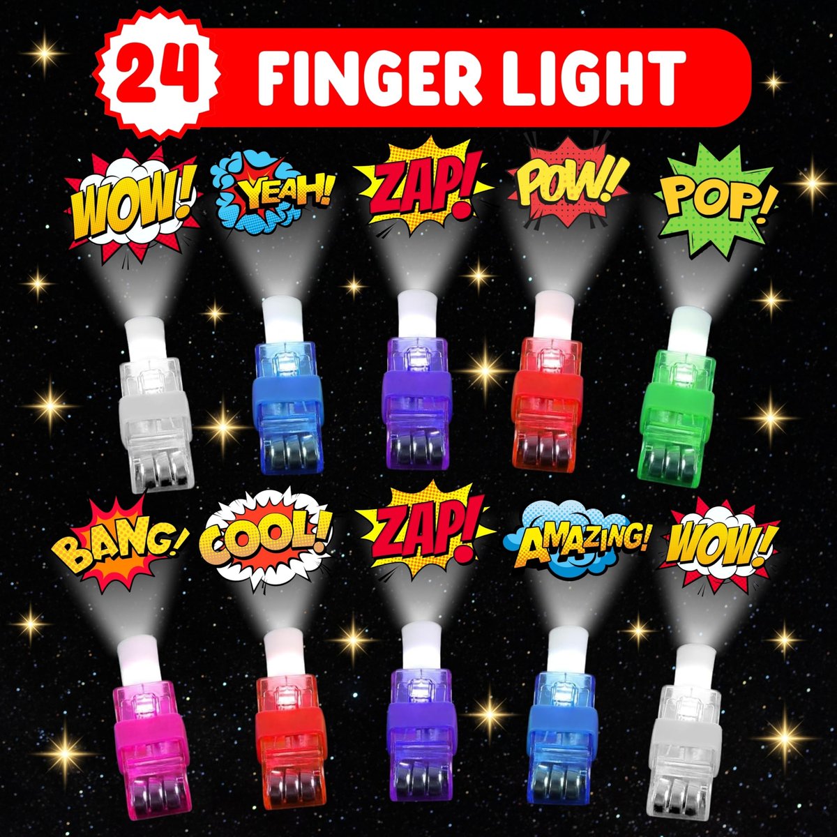 72 PCS Hero Party Favors - 48 Temporary Tattoos & 24 LED Finger Lights Combo - Superhero Birthday Goodie Bag Fillers, Light Up Toys for Kids and Adults, Party Supplies - görsel 7