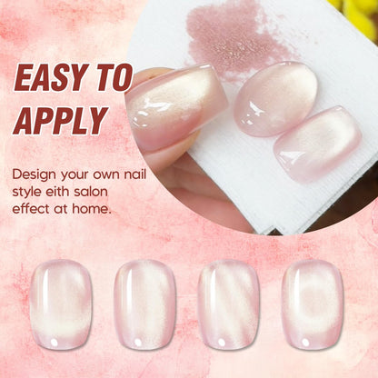 ADHERE Cat Eye Gel Nail Polish Set - 7 Colors 12ML Crystal Cateye Magnetic Nail Polish in Silver, Nude, Pink - with Magnetic Stick - Professional Gel Polish for Women
