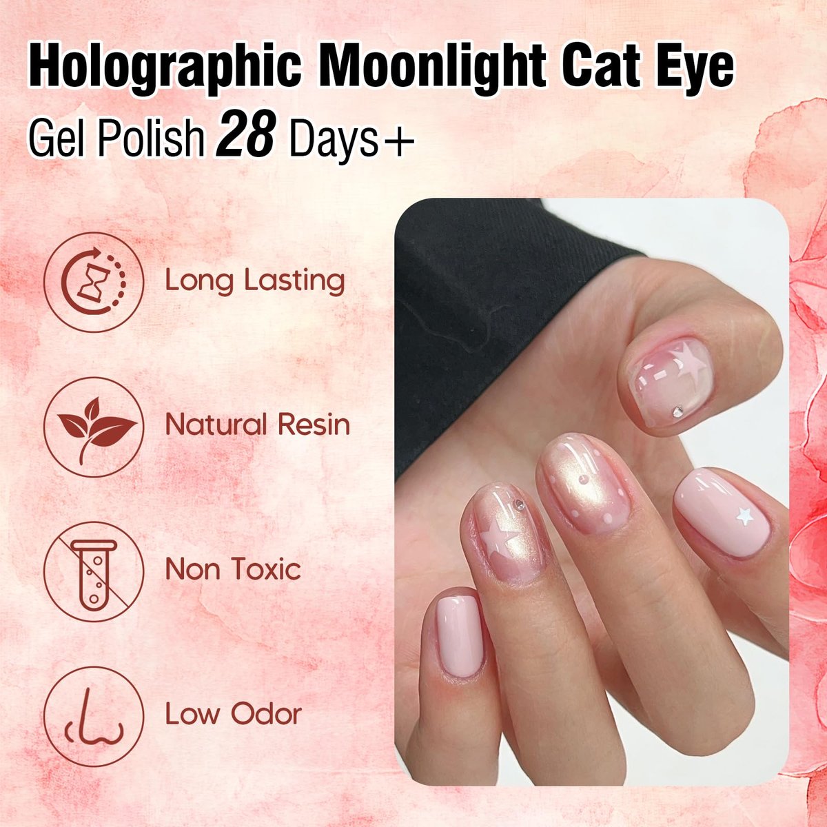 ADHERE Cat Eye Gel Nail Polish Set - 7 Colors 12ML Crystal Cateye Magnetic Nail Polish in Silver, Nude, Pink - with Magnetic Stick - Professional Gel Polish for Women - görsel 9