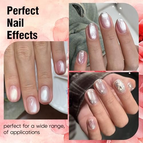 ADHERE Cat Eye Gel Nail Polish Set - 7 Colors 12ML Crystal Cateye Magnetic Nail Polish in Silver, Nude, Pink - with Magnetic Stick - Professional Gel Polish for Women - görsel 12