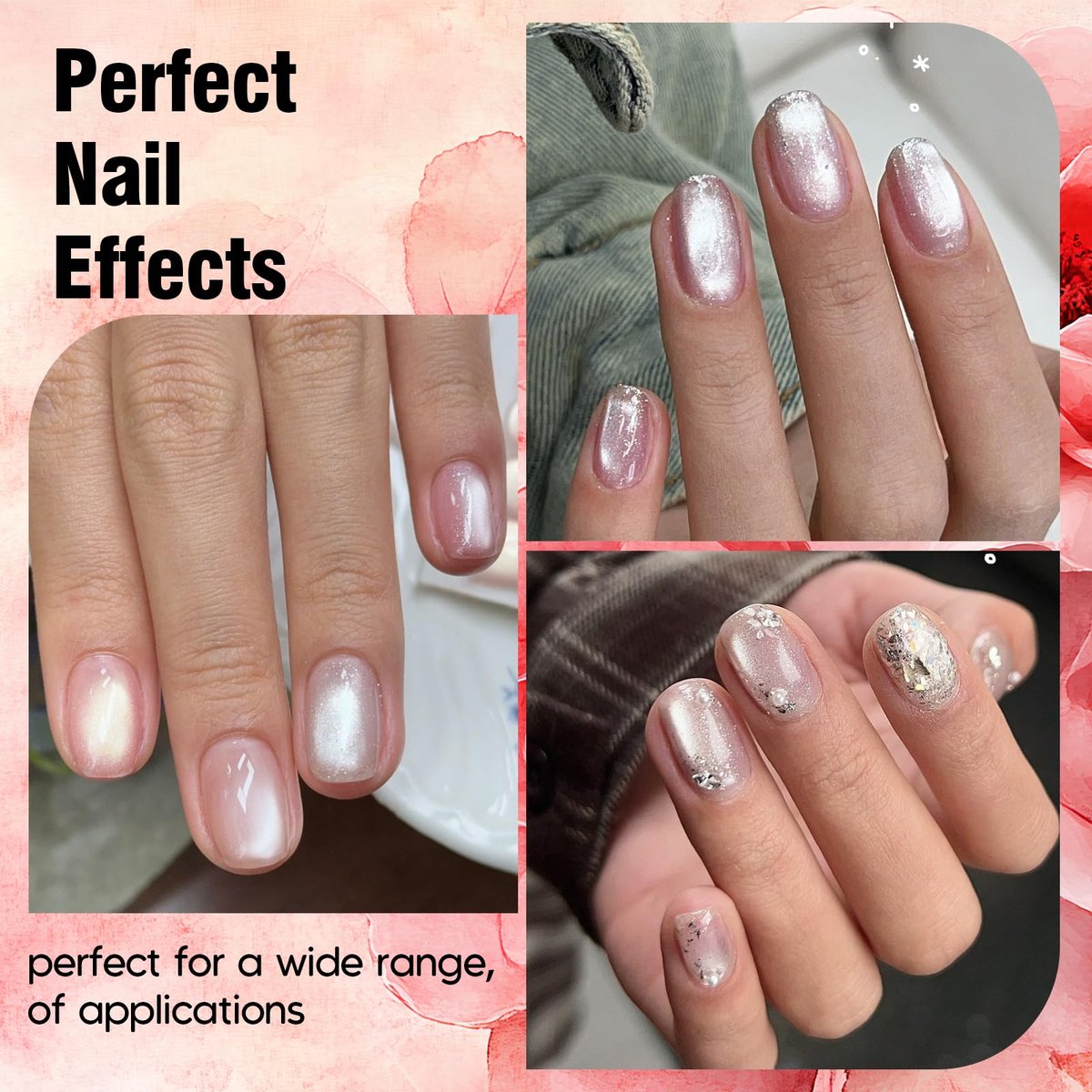 ADHERE Cat Eye Gel Nail Polish Set - 7 Colors 12ML Crystal Cateye Magnetic Nail Polish in Silver, Nude, Pink - with Magnetic Stick - Professional Gel Polish for Women - görsel 11