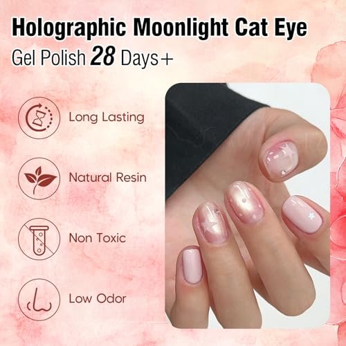 ADHERE Cat Eye Gel Nail Polish Set - 7 Colors 12ML Crystal Cateye Magnetic Nail Polish in Silver, Nude, Pink - with Magnetic Stick - Professional Gel Polish for Women - görsel 10