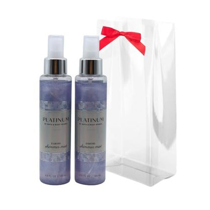 Bath & Body Works PLATINUM Diamond Shimmer Mist 2-Piece Set – Festive Red Bow, Holiday Gift Ready, 4.9 fl oz Each