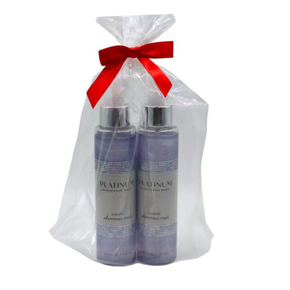 Bath & Body Works PLATINUM Diamond Shimmer Mist 2-Piece Set – Festive Red Bow, Holiday Gift Ready, 4.9 fl oz Each