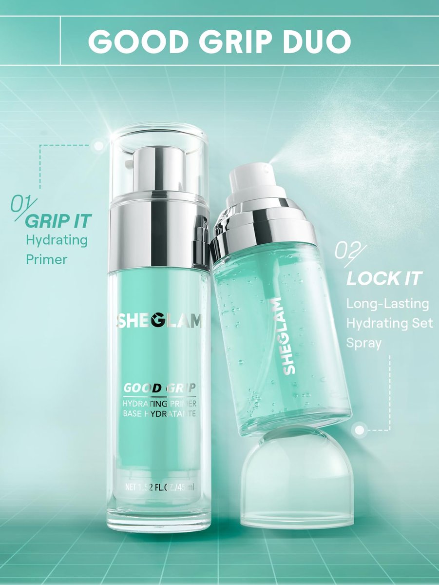 SHEGLAM Good Grip Hydrating Prime & Set Spray - Oil Control Moisturizing Primer, Smooth Fine Lines, Silicone-Free Face Primer (Green) - görsel 9