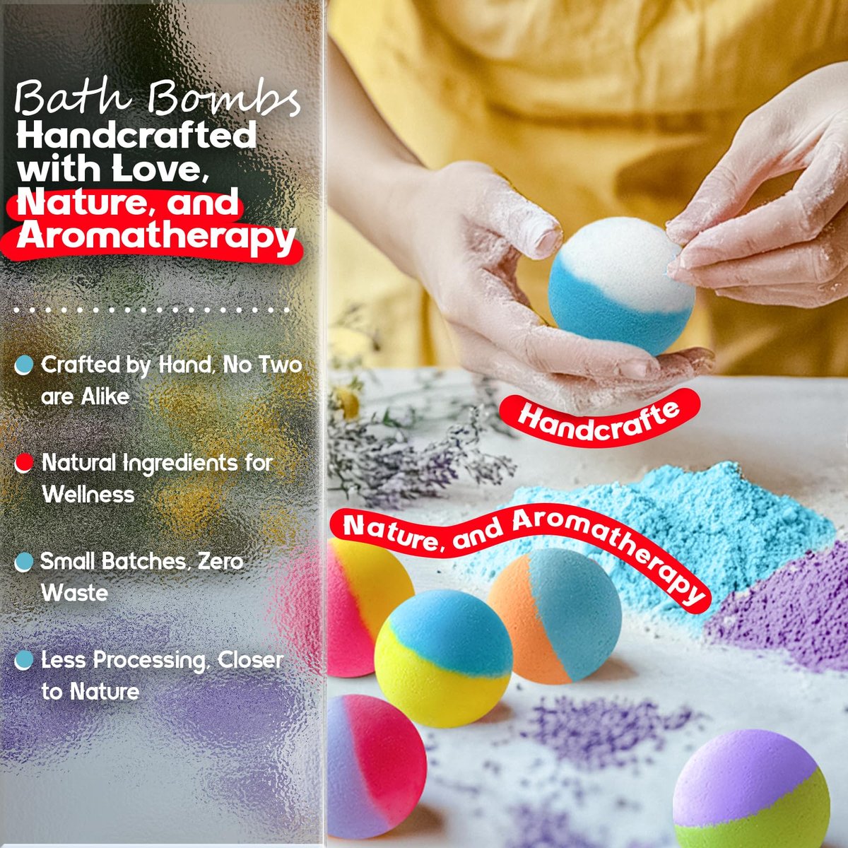64 Pack Natural Bath Bombs Bulk Set – 8 Scents, Organic Ingredients, Long-Lasting Bubbles, Relaxing Gifts for Women & Men, Self-Care, Birthday, Christmas & Stocking Stuffers Avelisse