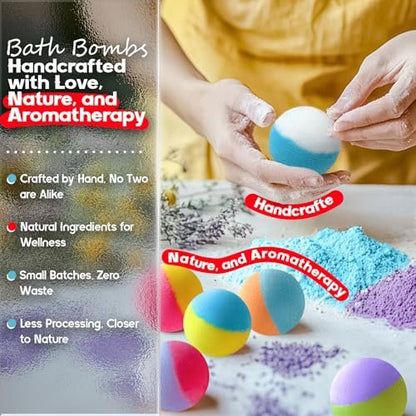64 Pack Natural Bath Bombs Bulk Set – 8 Scents, Organic Ingredients, Long-Lasting Bubbles, Relaxing Gifts for Women & Men, Self-Care, Birthday, Christmas & Stocking Stuffers Avelisse
