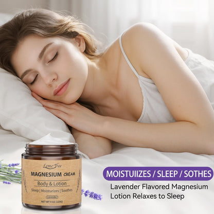 LemeTree Magnesium Cream | Topical Nighttime Magnesium Lotion with Jojoba Oil, Shea Butter & Vitamin E for Legs, Arms or Chest | Safe for Kids