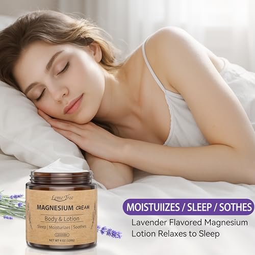 LemeTree Magnesium Cream | Topical Nighttime Magnesium Lotion with Jojoba Oil, Shea Butter & Vitamin E for Legs, Arms or Chest | Safe for Kids - görsel 8