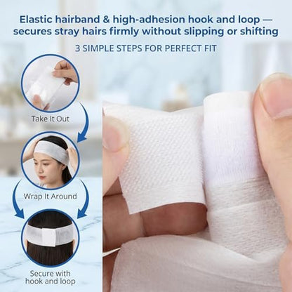 RAQEHO 50pcs Disposable Headbands for Spa - Non Slip Elastic Spa Facial Head Bands Bulk Head Wrap Hair Bands for Women Hair Skincare Washing Face Makeup Facial Tools Esthetician Supplies Adjustable