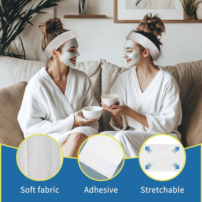 RAQEHO 50pcs Disposable Headbands for Spa - Non Slip Elastic Spa Facial Head Bands Bulk Head Wrap Hair Bands for Women Hair Skincare Washing Face Makeup Facial Tools Esthetician Supplies Adjustable