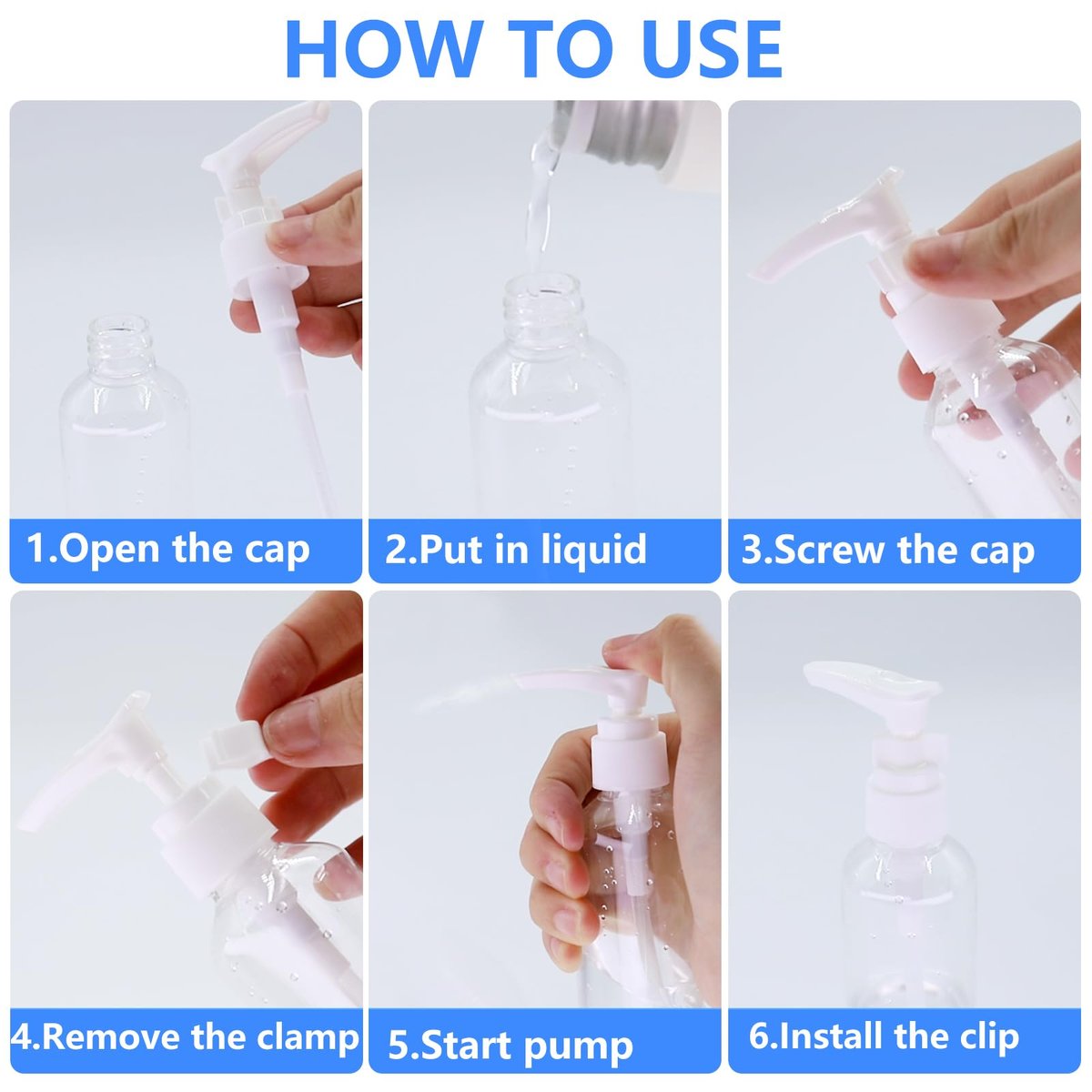 DTDNZKN 4 Pack 3.4 oz (100ml) TSA Approved Travel Pump Bottles – Clear, Leak Proof, Labeled Toiletry Containers - görsel 7
