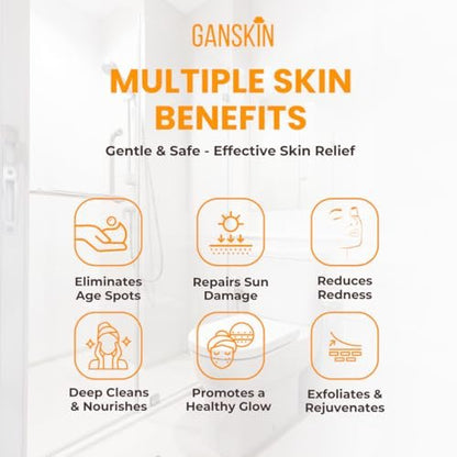 Ganskin Turmeric Body Wash – Skin Brightening Liquid Soap for Discoloration, Acne & Sun Damage – Natural Anti-Aging Exfoliating Body Wash (16.9 oz)