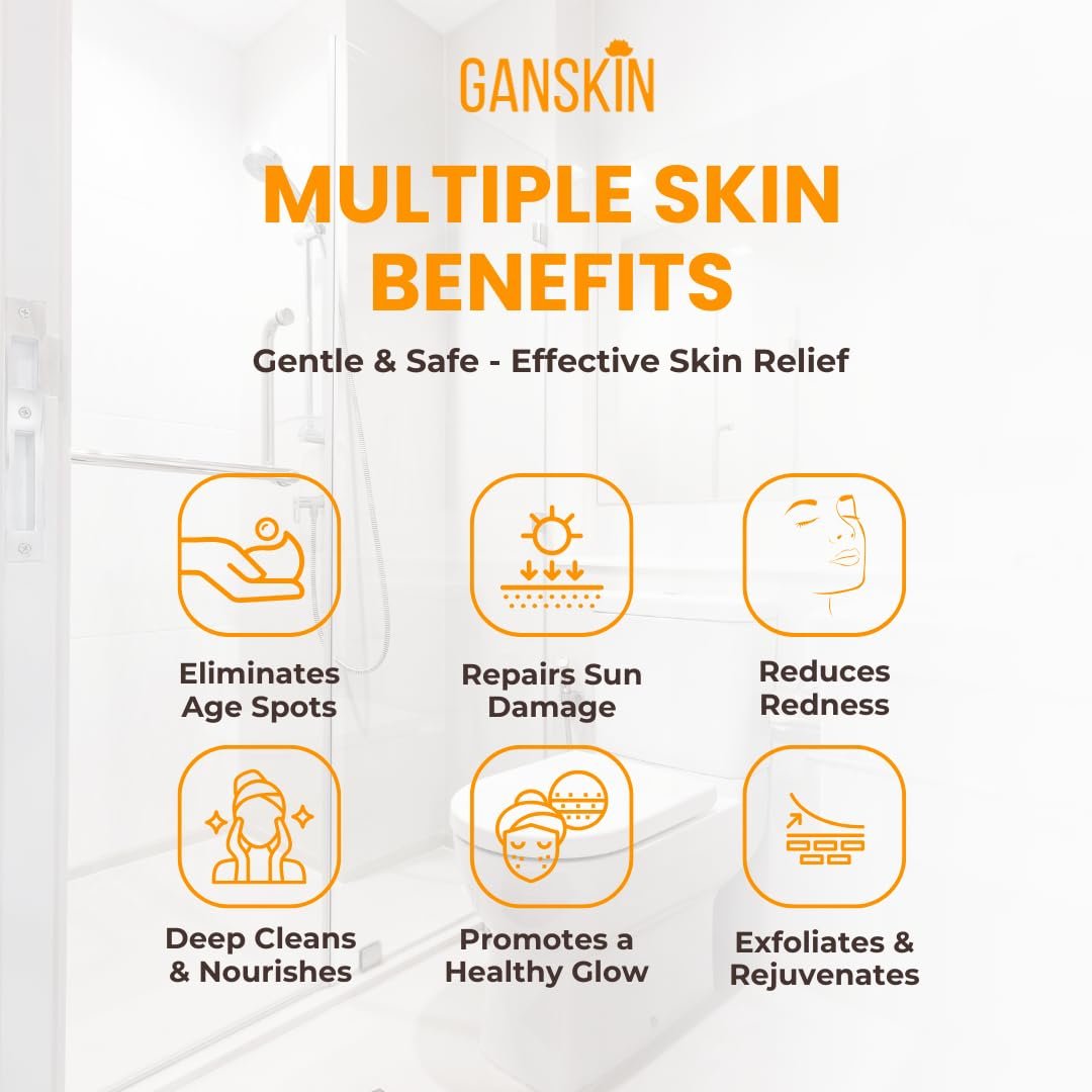 Ganskin Turmeric Body Wash – Skin Brightening Liquid Soap for Discoloration, Acne & Sun Damage – Natural Anti-Aging Exfoliating Body Wash (16.9 oz) - görsel 7