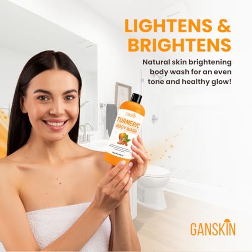 Ganskin Turmeric Body Wash – Skin Brightening Liquid Soap for Discoloration, Acne & Sun Damage – Natural Anti-Aging Exfoliating Body Wash (16.9 oz) - görsel 14