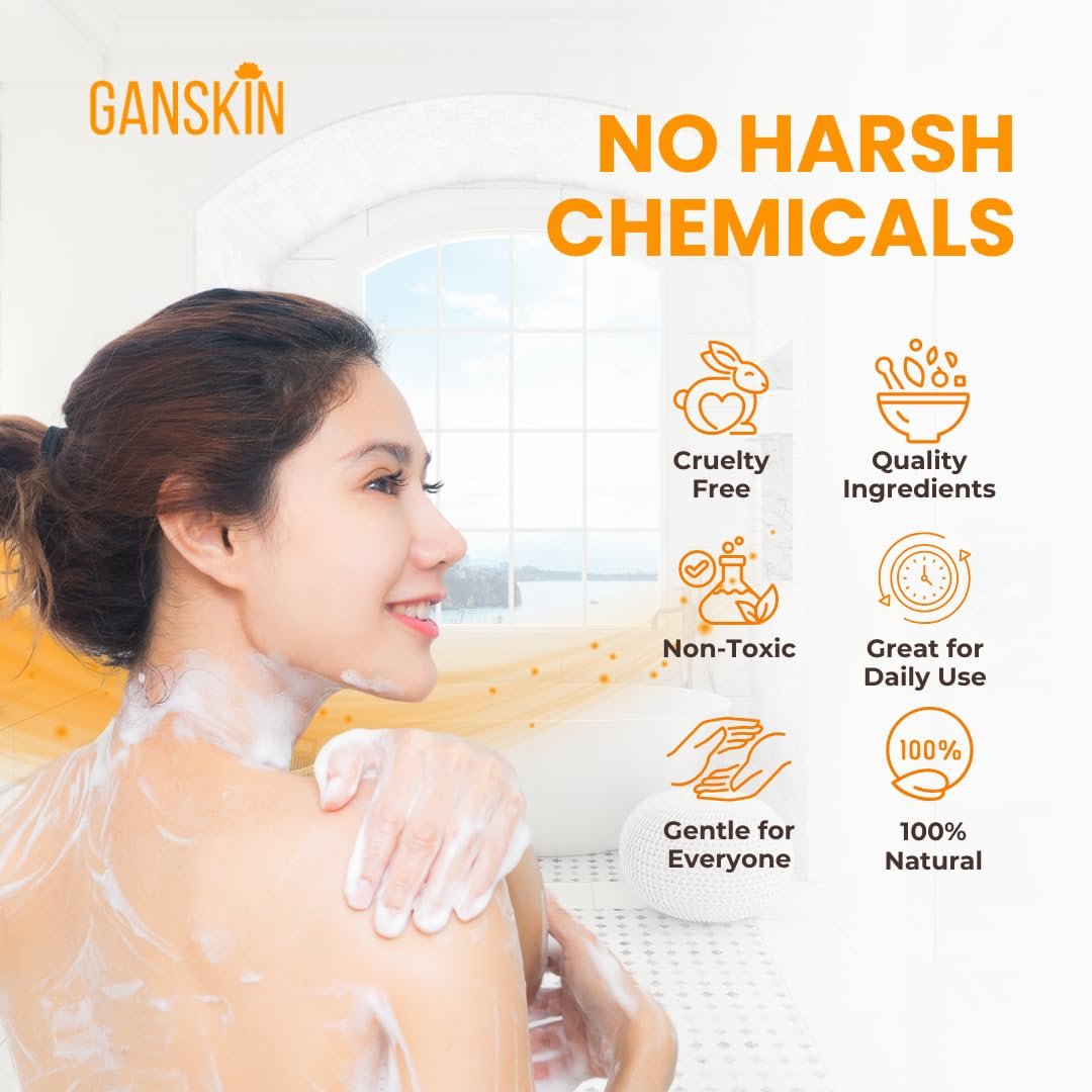 Ganskin Turmeric Body Wash – Skin Brightening Liquid Soap for Discoloration, Acne & Sun Damage – Natural Anti-Aging Exfoliating Body Wash (16.9 oz) - görsel 9
