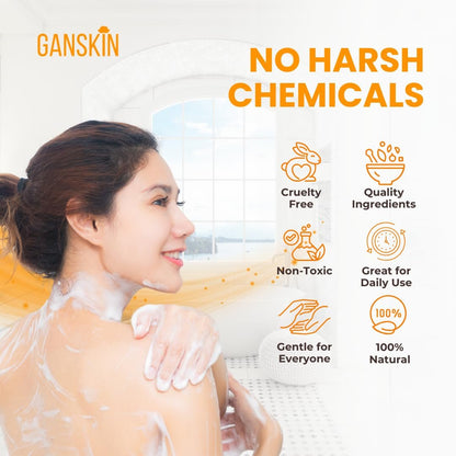 Ganskin Turmeric Body Wash – Skin Brightening Liquid Soap for Discoloration, Acne & Sun Damage – Natural Anti-Aging Exfoliating Body Wash (16.9 oz)