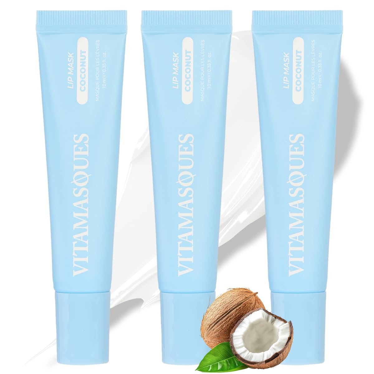 Vitamasques Overnight Lip Mask - Hydrating Coconut Flavor Lip Balm Moisturizer with Vitamins & Natural Oil - Nourishes, Plumps & Softens Lips - Korean Skin Care Lip Care Products (Pack of 3) Avelisse