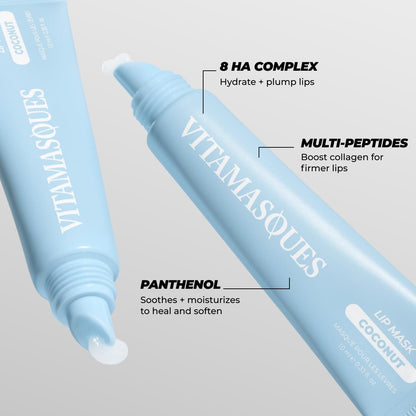 Vitamasques Overnight Lip Mask - Hydrating Coconut Flavor Lip Balm Moisturizer with Vitamins & Natural Oil - Nourishes, Plumps & Softens Lips - Korean Skin Care Lip Care Products (Pack of 3) Avelisse