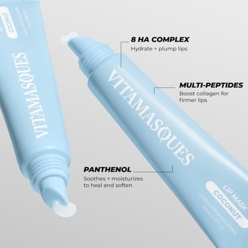 Vitamasques Overnight Lip Mask - Hydrating Coconut Flavor Lip Balm Moisturizer with Vitamins & Natural Oil - Nourishes, Plumps & Softens Lips - Korean Skin Care Lip Care Products (Pack of 3) Avelisse
