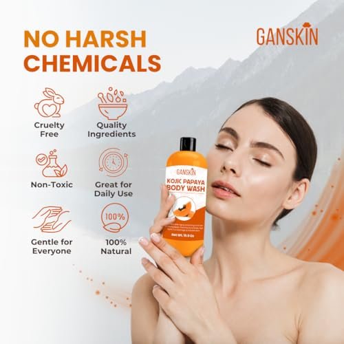 Ganskin Kojic Acid Soap for Hyperpigmentation – Skin Brightening Kojic Papaya Body Wash – Dark Spot Soap Reduces Acne, Scars, and Evens Skin Tone – Turmeric Body Wash for Brighter Glowing Face (16.9 oz) - görsel 10