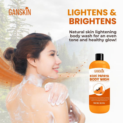 Ganskin Kojic Acid Soap for Hyperpigmentation – Skin Brightening Kojic Papaya Body Wash – Dark Spot Soap Reduces Acne, Scars, and Evens Skin Tone – Turmeric Body Wash for Brighter Glowing Face (16.9 oz)