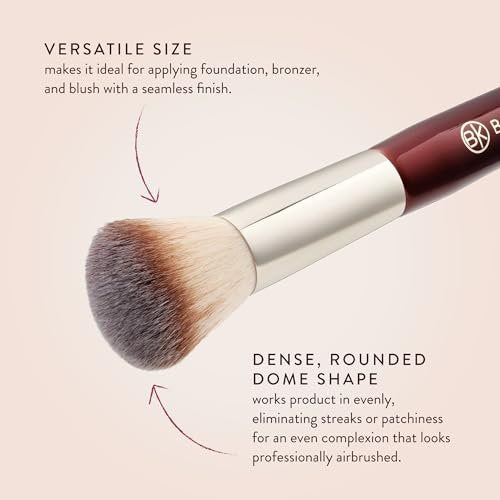 BK BEAUTY 106 Round Foundation Brush – Dense Dome Shape for Liquid & Cream Foundation, Seamless Streak-Free Application, Multi-Use Face Makeup Tool Avelisse