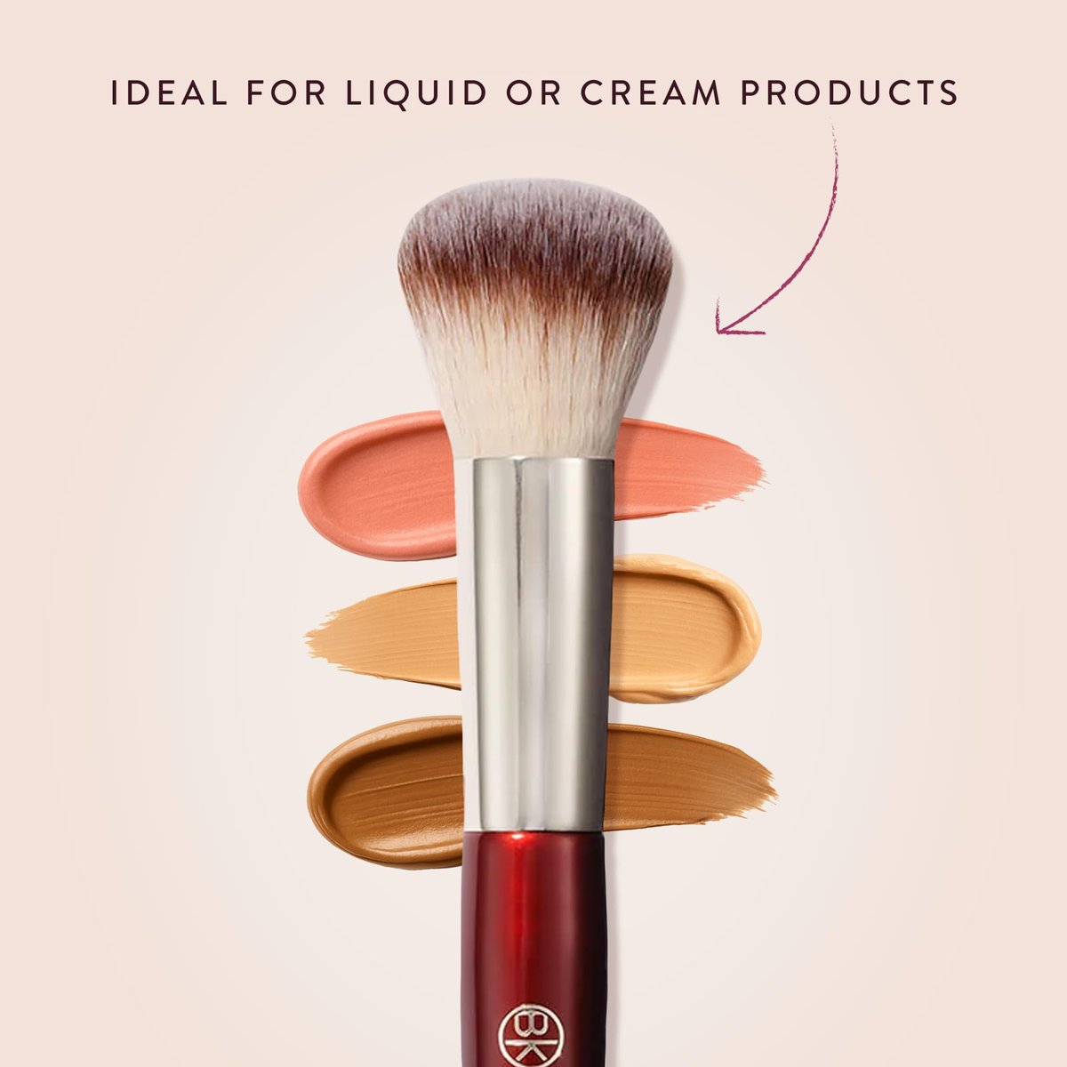 BK BEAUTY 106 Round Foundation Brush – Dense Dome Shape for Liquid & Cream Foundation, Seamless Streak-Free Application, Multi-Use Face Makeup Tool Avelisse