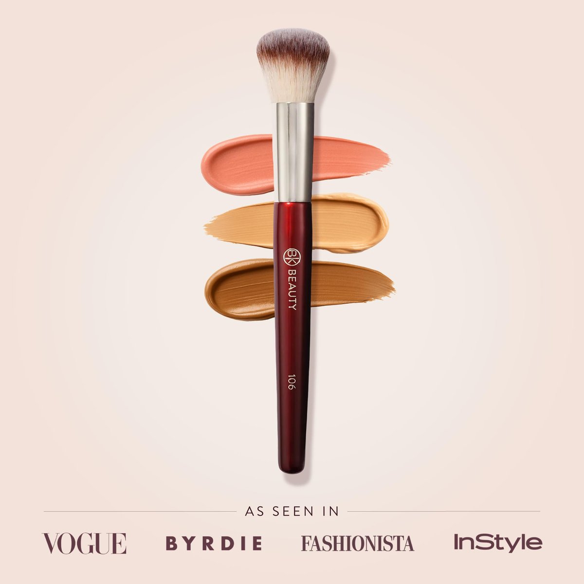 BK BEAUTY 106 Round Foundation Brush – Dense Dome Shape for Liquid & Cream Foundation, Seamless Streak-Free Application, Multi-Use Face Makeup Tool Avelisse
