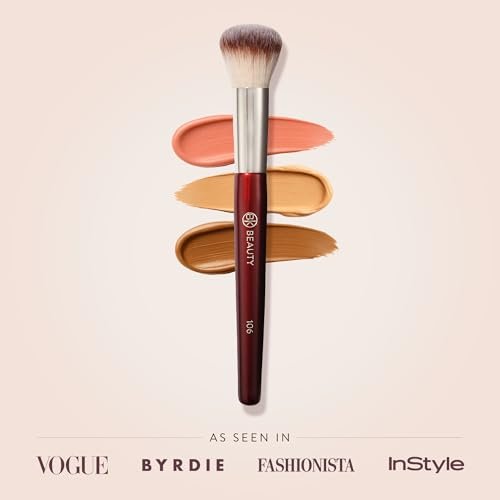BK BEAUTY 106 Round Foundation Brush – Dense Dome Shape for Liquid & Cream Foundation, Seamless Streak-Free Application, Multi-Use Face Makeup Tool Avelisse