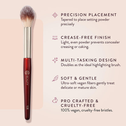 BK BEAUTY 108 Precision Powder Makeup Brush – Pro-Designed Tapered Brush for Under-Eye Setting, Crease-Free Finish & Subtle Highlighting Avelisse