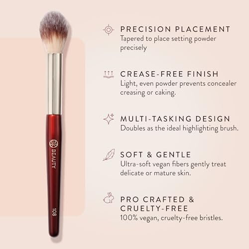 BK BEAUTY 108 Precision Powder Makeup Brush – Pro-Designed Tapered Brush for Under-Eye Setting, Crease-Free Finish & Subtle Highlighting Avelisse