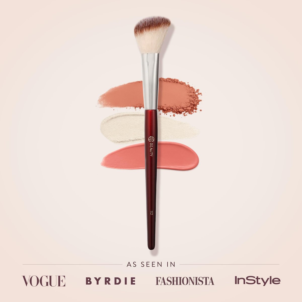 BK BEAUTY 112 Small Angled Face Brush – Precise Blush Brush for Soft, Natural Blend on Smaller Faces & Highlighting Avelisse