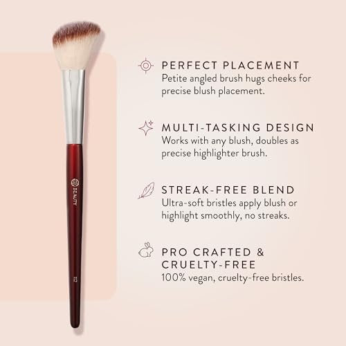 BK BEAUTY 112 Small Angled Face Brush – Precise Blush Brush for Soft, Natural Blend on Smaller Faces & Highlighting Avelisse
