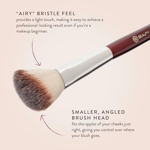 BK BEAUTY 112 Small Angled Face Brush – Precise Blush Brush for Soft, Natural Blend on Smaller Faces & Highlighting Avelisse