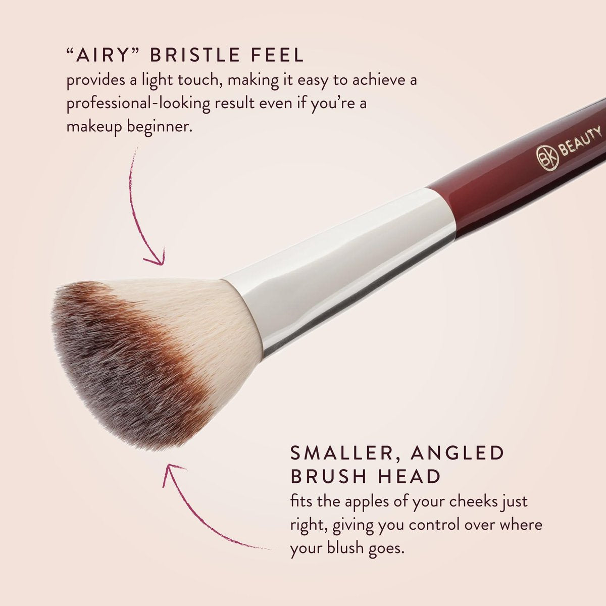 BK BEAUTY 112 Small Angled Face Brush – Precise Blush Brush for Soft, Natural Blend on Smaller Faces & Highlighting Avelisse