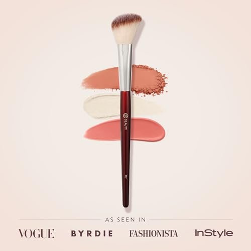 BK BEAUTY 112 Small Angled Face Brush – Precise Blush Brush for Soft, Natural Blend on Smaller Faces & Highlighting Avelisse