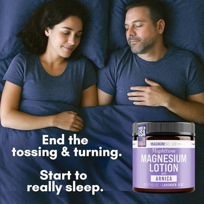 Magnum Solace Nighttime Magnesium Lotion with Arnica – Highly Concentrated Magnesium for Muscles & Joints – Apply to Legs or Feet Before Bed – Skin-Friendly, 5 Fl Oz
