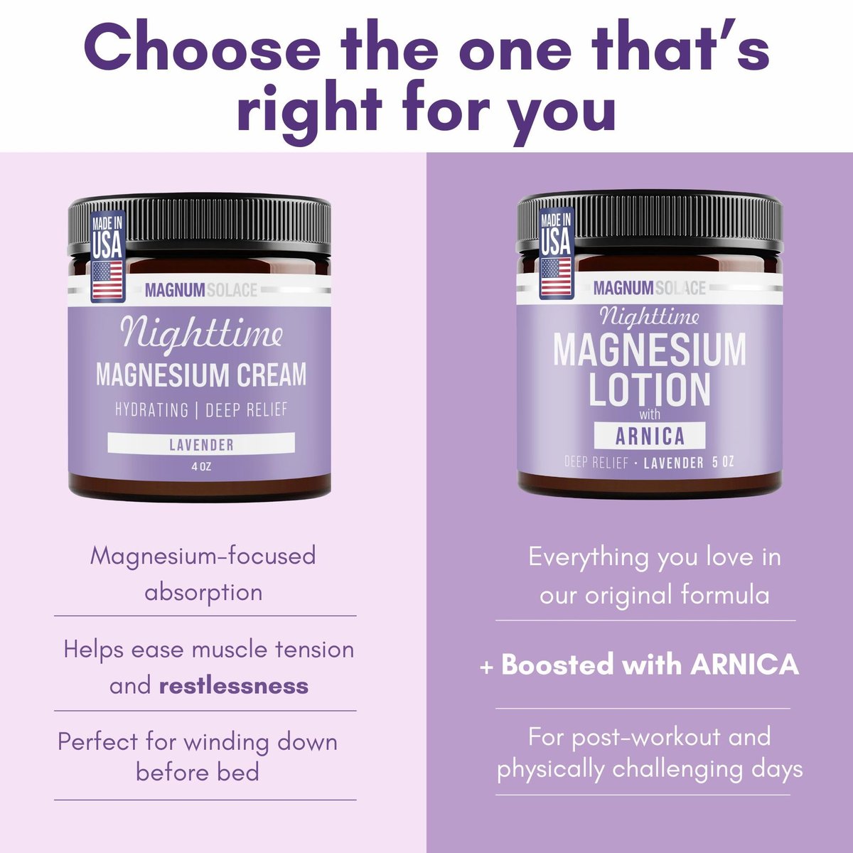 Magnum Solace Nighttime Magnesium Lotion with Arnica – Highly Concentrated Magnesium for Muscles & Joints – Apply to Legs or Feet Before Bed – Skin-Friendly, 5 Fl Oz - görsel 3