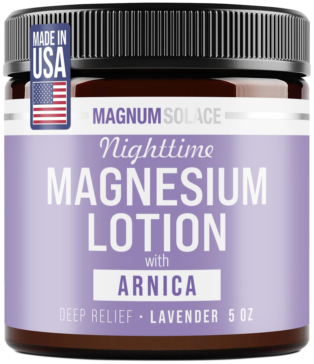 Magnum Solace Nighttime Magnesium Lotion with Arnica – Highly Concentrated Magnesium for Muscles & Joints – Apply to Legs or Feet Before Bed – Skin-Friendly, 5 Fl Oz - görsel 1