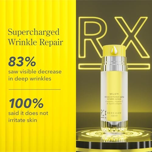 Beekman 1802 Milk RX Advanced Better Aging Wrinkle Serum – Collagen & Vitamin C Face Serum with Peptides & Goat Milk Exosomes, Retinol Alternative Avelisse