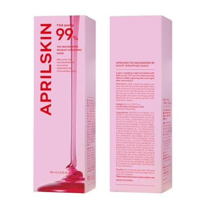 APRILSKIN TXA Niacinamide 99 Overnight Wrapping Mask – 99% High-Purity TXA + Niacinamide for Uneven Skin Tone, Firming & Pore Care (80ml / 2.70 fl.oz.)
