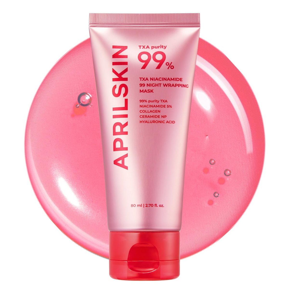 APRILSKIN TXA Niacinamide 99 Overnight Wrapping Mask – 99% High-Purity TXA + Niacinamide for Uneven Skin Tone, Firming & Pore Care (80ml / 2.70 fl.oz.) - görsel 1