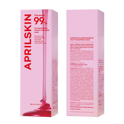APRILSKIN TXA Niacinamide 99 Overnight Wrapping Mask – 99% High-Purity TXA + Niacinamide for Uneven Skin Tone, Firming & Pore Care (80ml / 2.70 fl.oz.)