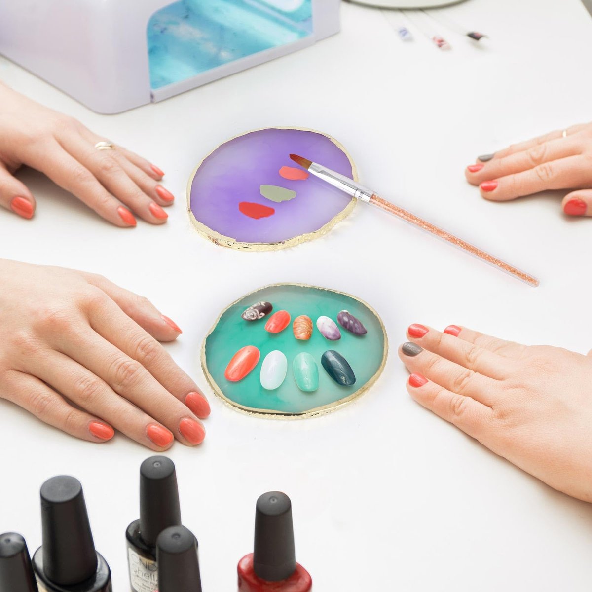 4 Pack Nail Art Palette - Resin Polish Color Design Mixing Plate for Nails | Mini Paint Palette Set - görsel 12
