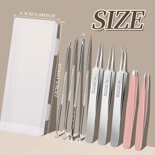 Teenitor 9-Piece Professional Blackhead Tweezers and Pimple Popper Tool Kit – Stainless Steel Blackhead Remover Tools for Women Facial Hair - görsel 14