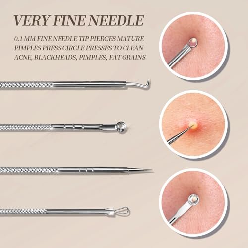 Teenitor 9-Piece Professional Blackhead Tweezers and Pimple Popper Tool Kit – Stainless Steel Blackhead Remover Tools for Women Facial Hair - görsel 10