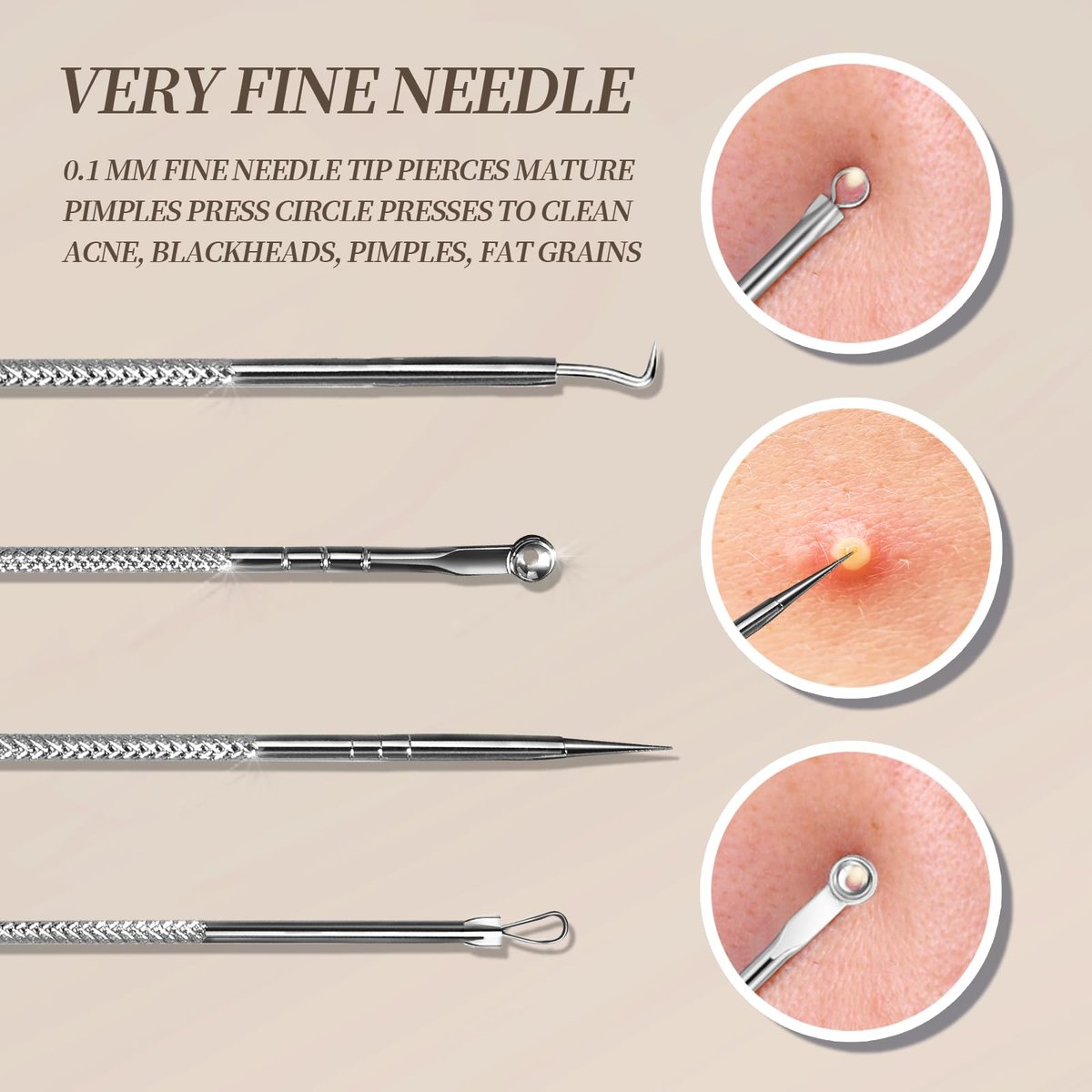 Teenitor 9-Piece Professional Blackhead Tweezers and Pimple Popper Tool Kit – Stainless Steel Blackhead Remover Tools for Women Facial Hair - görsel 9