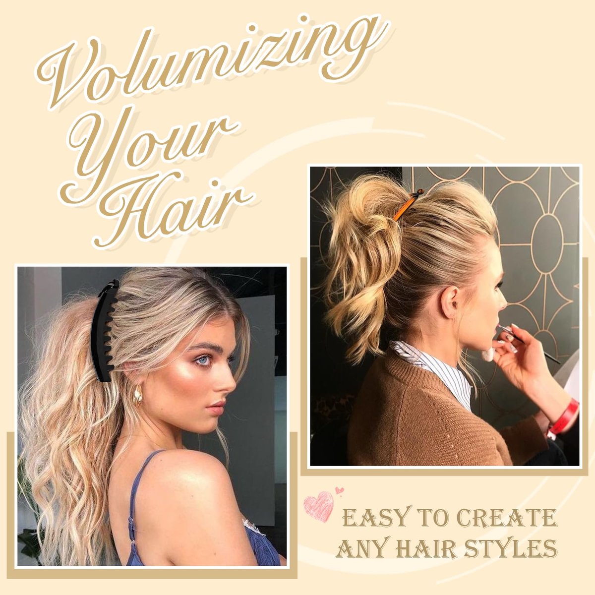 Strong Hold for Workouts & Thick Hair, 21pcs Banana Hair Clips for Women - 7 Styles Volumizing Claw Clips by Hapdoo, Secure Grip for All Hair Types - görsel 7