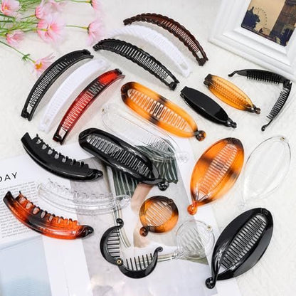 Strong Hold for Workouts & Thick Hair, 21pcs Banana Hair Clips for Women - 7 Styles Volumizing Claw Clips by Hapdoo, Secure Grip for All Hair Types